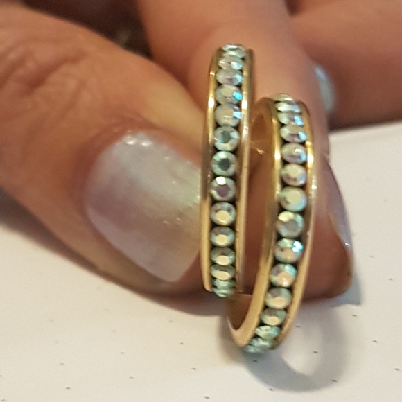 14k Australian Crystal Hoops - Picture 5 of 17